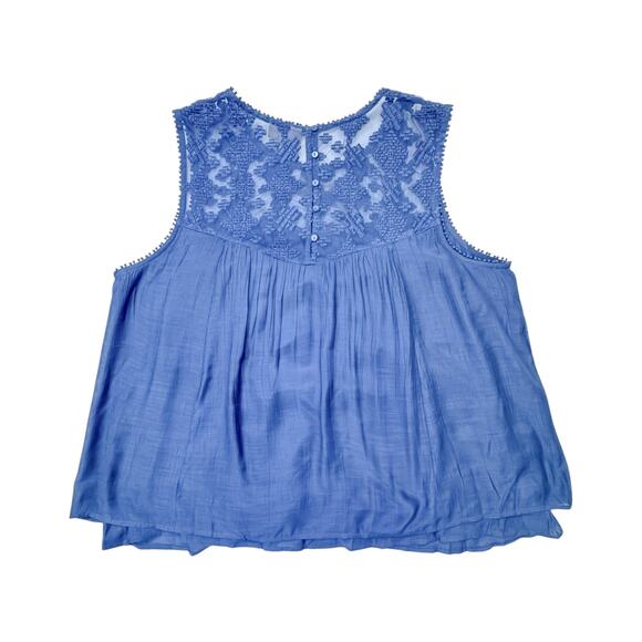 Style & Co Lace Yoke Sleeveless Boho Blouse in New Uniform Blue - Size XXL - Picture 5 of 8